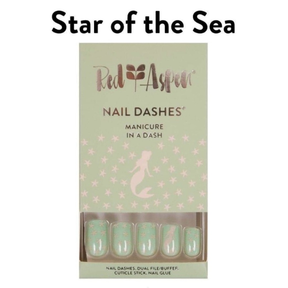 Red Aspen Star of the Sea Nail Dashes - Mint Green, medium length. NIB
